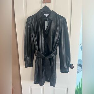 Steve Madden Black Faux Leather Belted Jacket